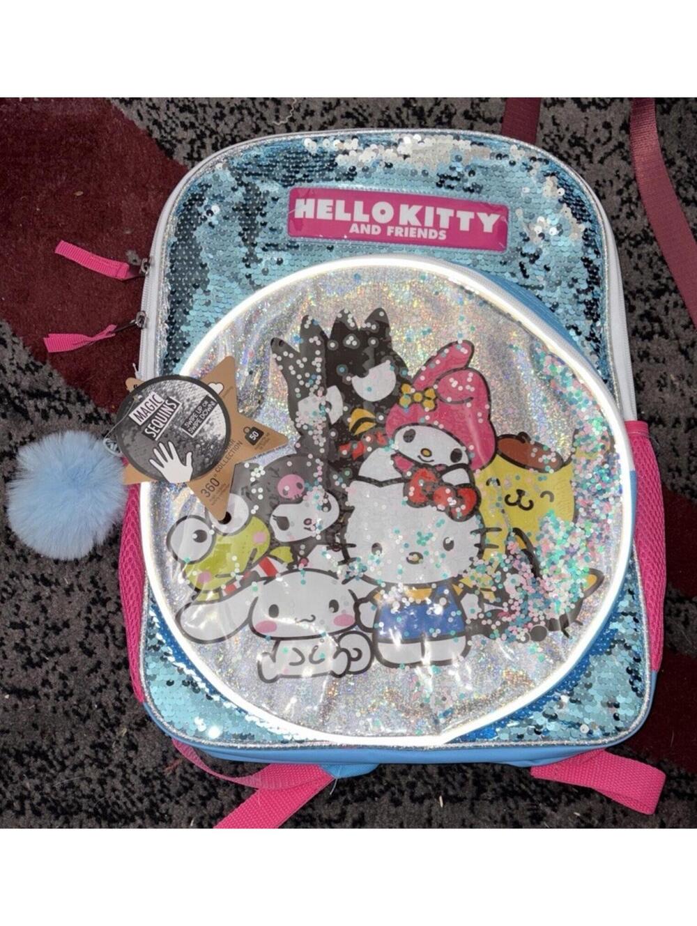 NWT Hello Kitty & Friends 16” Backpack for Girls-Blue/Silver Sequins- Holds 50lb